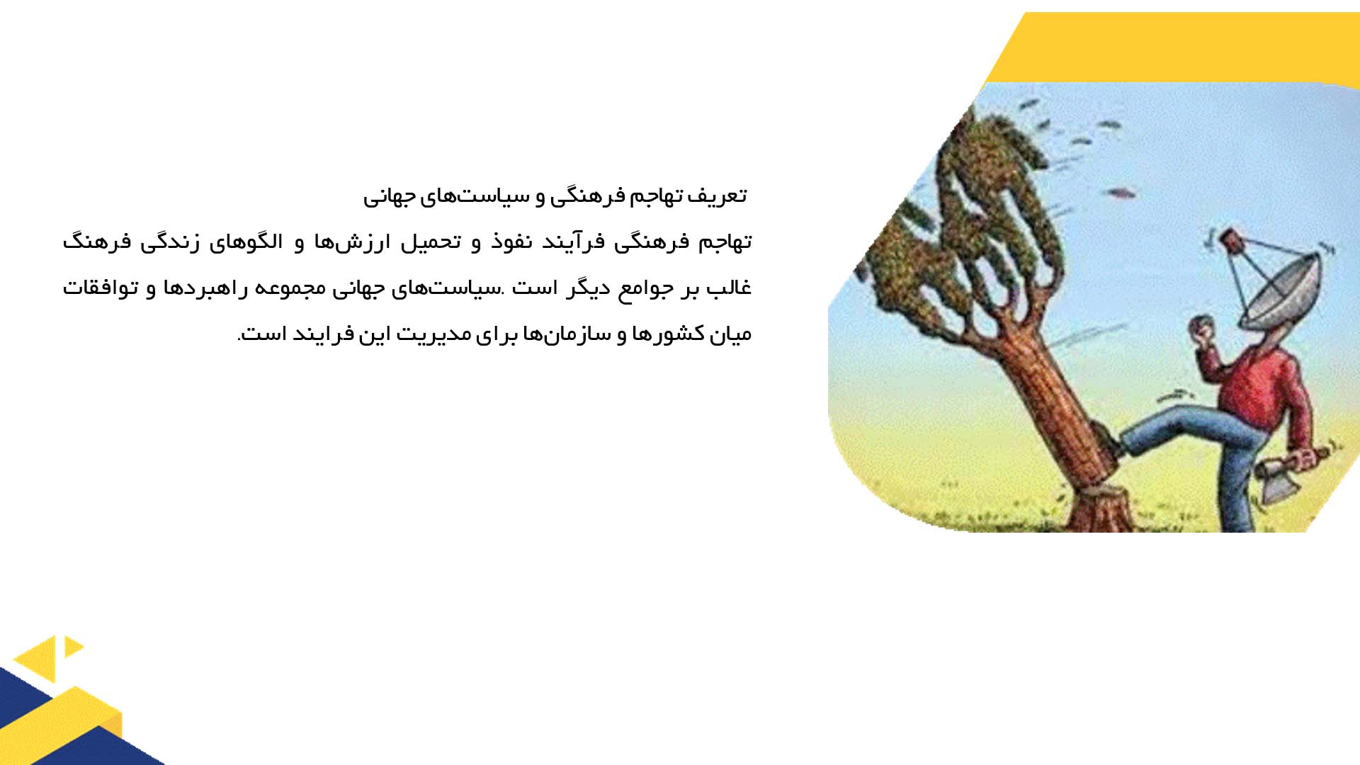 پاورپوینت در مورد بررسی سیاست‌های جهانی درباره تهاجم فرهنگی